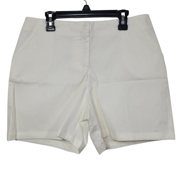 NWT Boston Proper Rio White Zip Front 5-Inch Shorts Size 8 Cotton Stretch - Picture 2 of 9